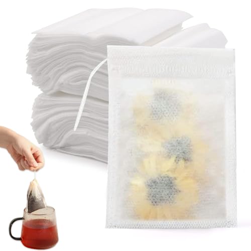 Teefilterbeutel, 400 Stück Teebeutel für Losen Tee Filterbeutel Tee Teebeutel Leeres Einweg Teabag mit Kordelzug für Lose Gewürze Tee Kräuterpulver Kaffee 7x9cm von KUIZHEN