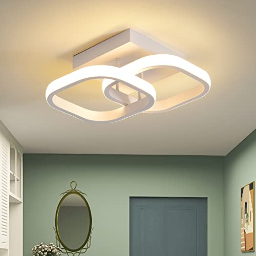 Deckenlampe,24W LED Deckenleuchte,3000K Modern Kreative Quadratisch Deckenlampen,Deckenbeleuchtung Lampen für Balkone Flurgarderobe Schlafzimmer Badezimmer Flur Keller Küche Gang Balkon Weiß(24*24cm) von KUKAK