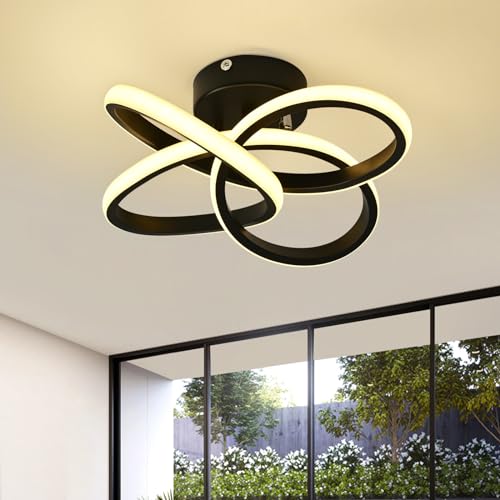 Deckenlampe,36W LED Deckenleuchte,3000K Modern Kreative Minimalistische Deckenlampen,Deckenbeleuchtung Lampen für Balkone Flurgarderobe Schlafzimmer Badezimmer Flur Keller Küche Gang Balkon Schwarz von KUKAK