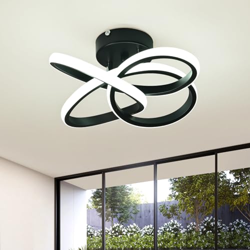 Deckenlampe,36W LED Deckenleuchte,6000K Modern Kreative Minimalistische Deckenlampen,Deckenbeleuchtung Lampen für Balkone Flurgarderobe Schlafzimmer Badezimmer Flur Keller Küche Gang Balkon Schwarz von KUKAK