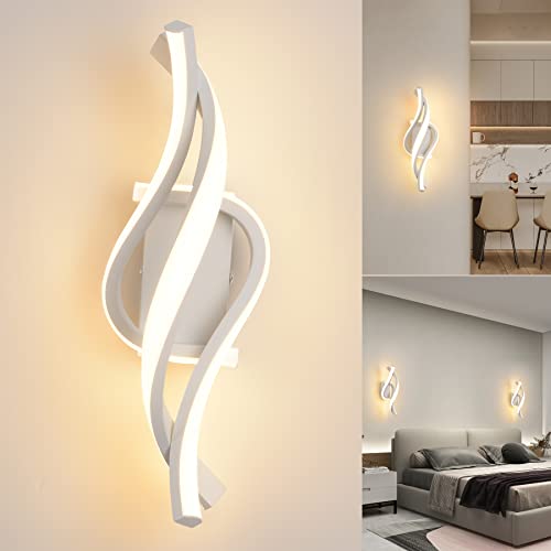 LED Wandleuchte Innen, 22W Wandlampe,Modern Innenwandleuchte,3000K Warmweiß Wandbeleuchtung,Up Down Innenleuchte Wandlichter,gebogene Design wandleuchten für Wohnzimmer Schlafzimmer Treppenhaus Flur von KUKAK