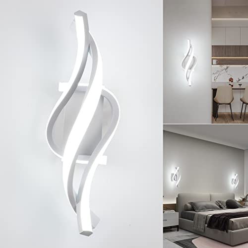 LED Wandleuchte Innen, 22W Wandlampe,Modern Innenwandleuchte,6000K kaltweiß Wandbeleuchtung,Up Down Innenleuchte Wandlichter,gebogene Design wandleuchten für Wohnzimmer Schlafzimmer Treppenhaus Flur von KUKAK