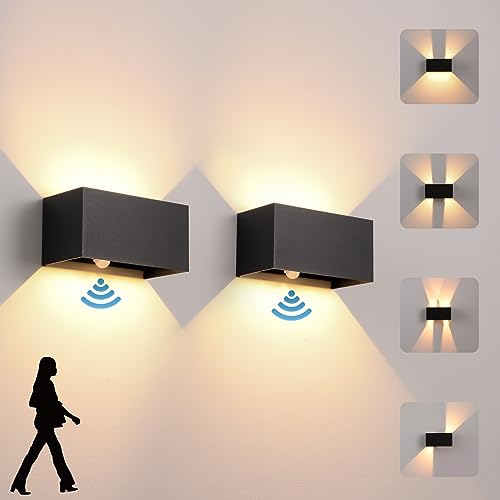 LED Wandleuchte Innen/Aussen mit Bewegungsmelder,24W Wandlampe,IP 65 Wasserdichte Außenwandleuchte 3000K Warmweiß Wandbeleuchtung,Aussenleuchte mit Up Down Einstellbar Abstrahlwinkel,schwarz 2 Stücke LED Wandleuchte Innen/Aussen mit Bewegungsmelder,24W Wandlampe,IP 65 Wasserdichte Außenwandleuchte 3000K Warmweiß Wandbeleuchtung,Aussenleuchte mit Up Down Einstellbar Abstrahlwinkel,schwarz 2 Stücke von KUKAK