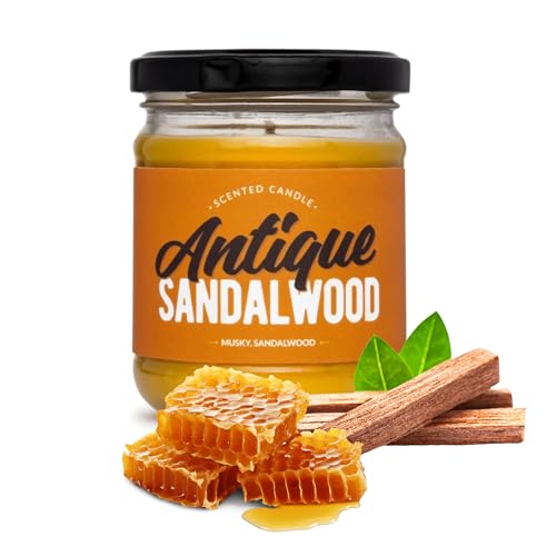 Bienenwachskerzen - Kerze im Glas Handgefertigte Kerze aus natürlichem Bienenwachs mit einem intensiven Duft von Sandelholz und Moschus "Antique Sandalwood“ von KUKER
