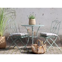 Kleines Gartenmöbel Set 1 Tisch Und 2 Stühle in Grün Im Vintage Landhausstil Kleines Gartenmöbel Set 1 Tisch Und 2 Stühle in Grün Im Vintage Landhausstil von KUKIDE