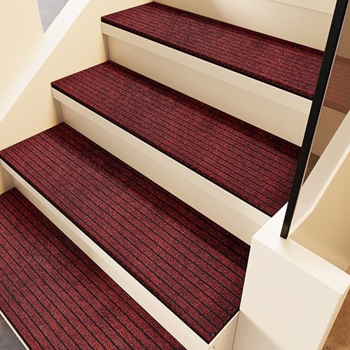 KUKIXKK 1 Stück Stufenkantenprofil Safety Weiche Treppenstufen, rutschfeste Teppichmatte, Treppenteppiche für den Innenbereich für Holzstufen(Rosso,50x80cm) von KUKIXKK