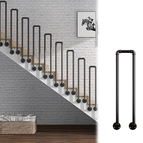 KUKIXKK Haltegriffe, Handläufe für Außentreppen, Treppenhandläufe, Treppengeländerhandläufe für Innentreppen, Treppengeländer für Treppenstufen im Innen- und Außenbereich(Nero,H 75cm/29.5in) von KUKIXKK