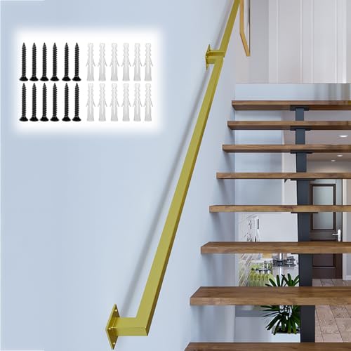 KUKIXKK Handläufe für Außentreppen, Metalltreppengeländer für den Innen- und Außenbereich, Sicherheitstreppengeländer, Haltegriffe zur Wandmontage für Senioren und Stufenstütze(Gold,120cm/4ft) KUKIXKK Handläufe für Außentreppen, Metalltreppengeländer für den Innen- und Außenbereich, Sicherheitstreppengeländer, Haltegriffe zur Wandmontage für Senioren und Stufenstütze(Gold,120cm/4ft) von KUKIXKK