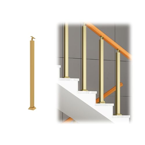 KUKIXKK Handlauf für Außentreppen im Innenbereich, handlauf treppe für Außentreppen, Moderne quadratische treppengeländer außen，geländer außen für die Veranda(Gold,H95CM) von KUKIXKK
