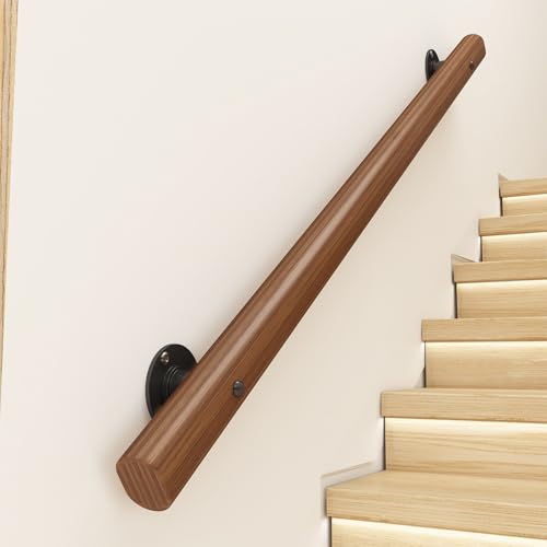 KUKIXKK Handlauf geländer, Treppen handlauf, Treppengeländer, Holztreppenhandlauf mit Halterung, Sicherheitshaltegriff-Set, Handlauf für Innentreppen(200cm/79in/6.6ft) von KUKIXKK