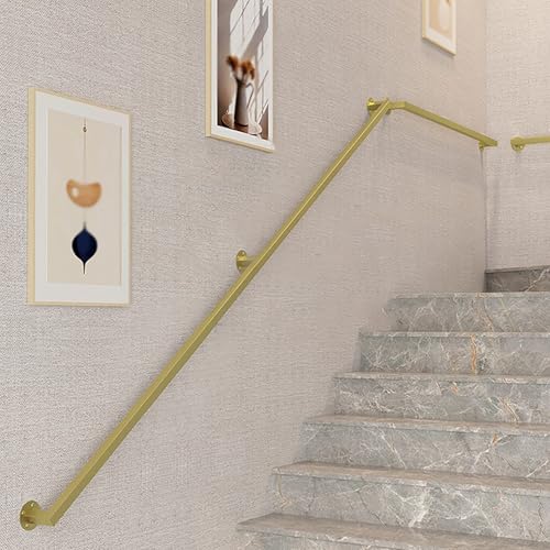KUKIXKK Moderne Treppenhandläufe, sichere Wandhalterung für Treppengeländer, Handläufe für Senioren, Sicherheitshandläufe für ältere Menschen, Haltegriffhandlauf(Gold,17 ft/518cm) von KUKIXKK