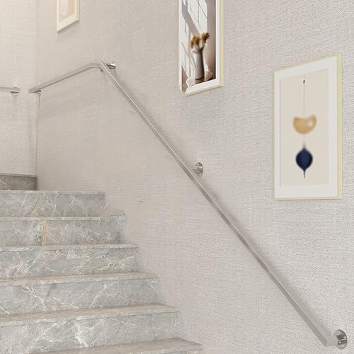 KUKIXKK Moderne Treppenhandläufe, sichere Wandhalterung für Treppengeländer, Handläufe für Senioren, Sicherheitshandläufe für ältere Menschen, Haltegriffhandlauf(Silver,9ft/274cm) von KUKIXKK