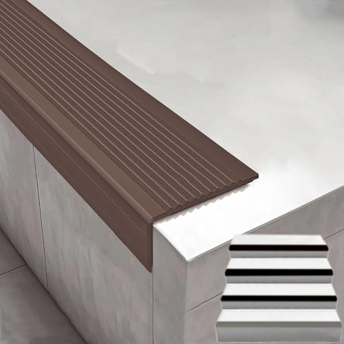 KUKIXKK PVC Winkelprofil Selbstklebend Kantenschutz Eckenschutz Treppenkantenprofil PVC Treppen-Kantenprofil Elastischer Kantenschutz(Brown,250in/6.35m) von KUKIXKK