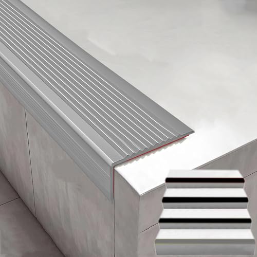 KUKIXKK PVC Winkelprofil Selbstklebend Kantenschutz Eckenschutz Treppenkantenprofil PVC Treppen-Kantenprofil Elastischer Kantenschutz(Gray,350in/8.89m) von KUKIXKK