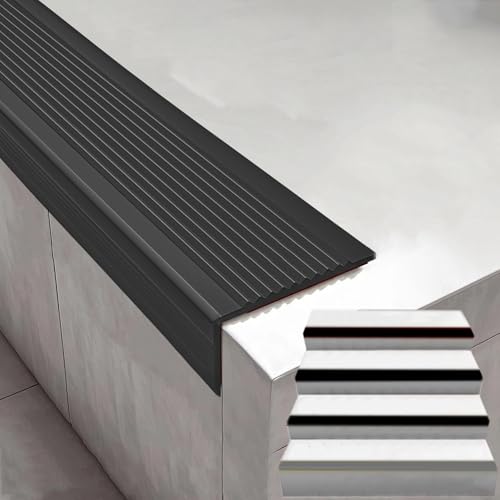 KUKIXKK PVC Winkelprofil Selbstklebend Kantenschutz Eckenschutz Treppenkantenprofil PVC Treppen-Kantenprofil Elastischer Kantenschutz(Nero,75in/1.9m) von KUKIXKK