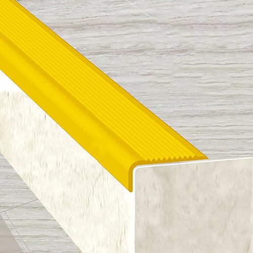 KUKIXKK PVC Winkelprofil Treppenkantenprofil Selbstklebend treppenprofil Kantenschutz treppenstufen Eckenschutz Eckleiste Winkelleiste, Stufenkantenprofil, Breite 1,5x4cm(Giallo,2m/6.56ft) von KUKIXKK