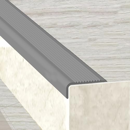 KUKIXKK PVC Winkelprofil Treppenkantenprofil Selbstklebend treppenprofil Kantenschutz treppenstufen Eckenschutz Eckleiste Winkelleiste, Stufenkantenprofil, Breite 1,5x4cm(Gray,4.4m/14.44ft) von KUKIXKK