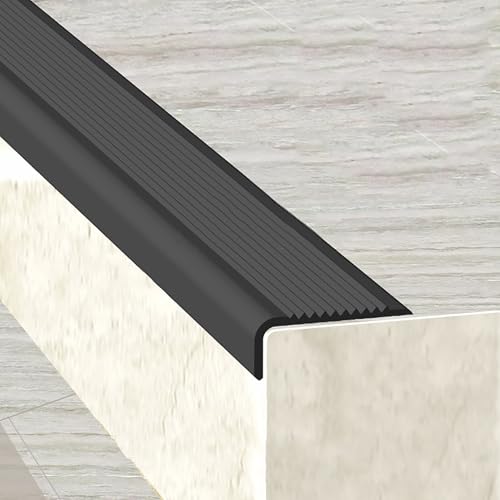 KUKIXKK PVC Winkelprofil Treppenkantenprofil Selbstklebend treppenprofil Kantenschutz treppenstufen Eckenschutz Eckleiste Winkelleiste, Stufenkantenprofil, Breite 1,5x4cm(Nero,7.4m/24.28ft) von KUKIXKK