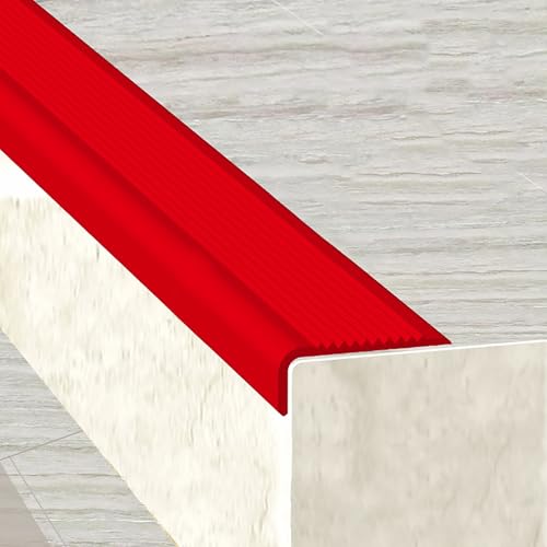 KUKIXKK PVC Winkelprofil Treppenkantenprofil Selbstklebend treppenprofil Kantenschutz treppenstufen Eckenschutz Eckleiste Winkelleiste, Stufenkantenprofil, Breite 1,5x4cm(Rosso,3.3m/10.83ft) von KUKIXKK