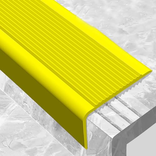 KUKIXKK PVC Winkelprofil Treppenprofil, Treppenkantenprofil selbstklebend, L-Form PVC Kunststoff Antirutsch-Profil Kantenschutz, Breite 4x10CM(Giallo,7.4m/24.28ft) von KUKIXKK