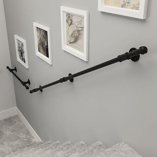 KUKIXKK Stabile Handläufe für Außentreppen, Metall-Außenhandlauf für Außentreppen, Sicherheitshaltegriffe für Senioren, Treppengeländer und Treppenhandläufe(Nero,9.2ft/280cm) von KUKIXKK