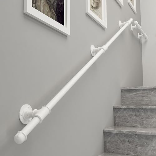 KUKIXKK Stabile Handläufe für Außentreppen, Metall-Außenhandlauf für Außentreppen, Sicherheitshaltegriffe für Senioren, Treppengeländer und Treppenhandläufe(Wit,16ft/487cm) von KUKIXKK