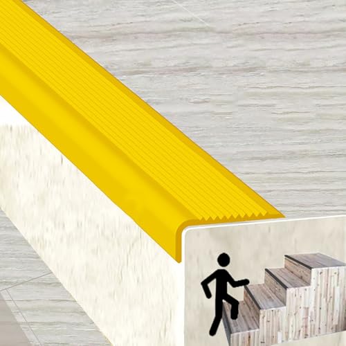 KUKIXKK Treppenkantenprofil, Bullnose-Treppenstufen, kantenschutz selbstklebend, Stufenabdeckungen für Treppen aus Holz, rutschfeste Kantenschutzstreifen, Breite 1,5 x 4 cm(Giallo,5.3m/17.39ft) von KUKIXKK
