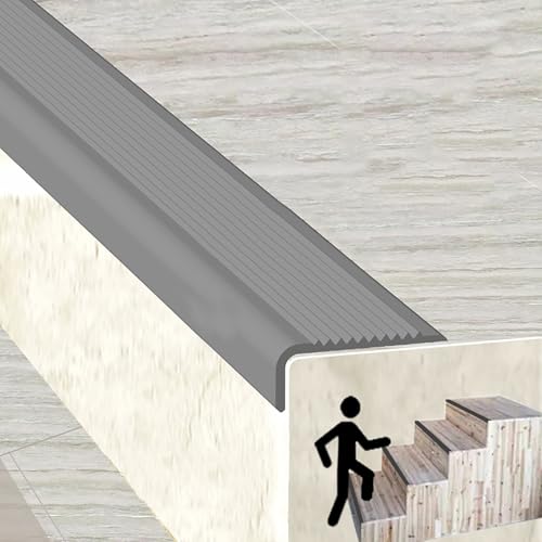 KUKIXKK Treppenkantenprofil, Bullnose-Treppenstufen, kantenschutz selbstklebend, Stufenabdeckungen für Treppen aus Holz, rutschfeste Kantenschutzstreifen, Breite 1,5 x 4 cm(Gray,9.6m/31.50ft) von KUKIXKK