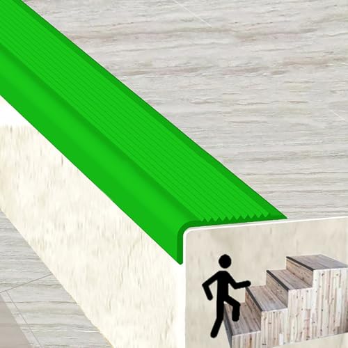 KUKIXKK Treppenkantenprofil, Bullnose-Treppenstufen, kantenschutz selbstklebend, Stufenabdeckungen für Treppen aus Holz, rutschfeste Kantenschutzstreifen, Breite 1,5 x 4 cm(Green,5.1m/16.73ft) von KUKIXKK