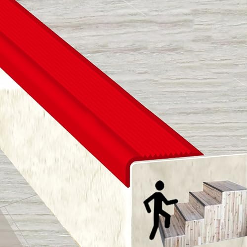 KUKIXKK Treppenkantenprofil, Bullnose-Treppenstufen, kantenschutz selbstklebend, Stufenabdeckungen für Treppen aus Holz, rutschfeste Kantenschutzstreifen, Breite 1,5 x 4 cm(Rosso,1.2m/3.94ft) von KUKIXKK