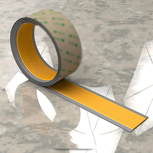 KUKIXKK Treppenkantenprofil PVC Stufenkantenprofil Safety Kantenschutz Selbstklebend Treppenprofil, PVC Kunststoff Antirutsch-Profil für Treppenkanten, Breite: 6cm(Orange-Gray,5m/196.9in) von KUKIXKK