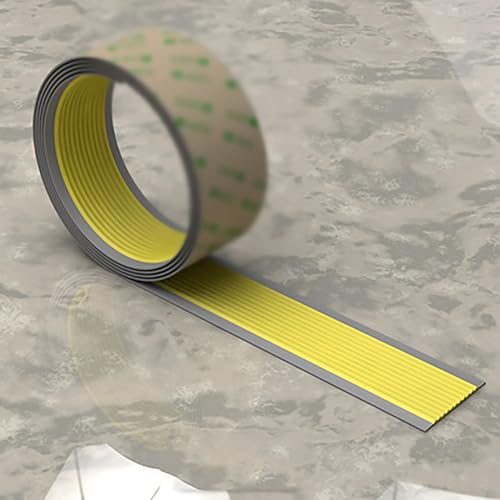 KUKIXKK Treppenkantenprofil PVC Stufenkantenprofil Safety Kantenschutz Selbstklebend Treppenprofil, PVC Kunststoff Antirutsch-Profil für Treppenkanten, Breite: 6cm(Yellow-Gray,2.9m/114.2in) von KUKIXKK