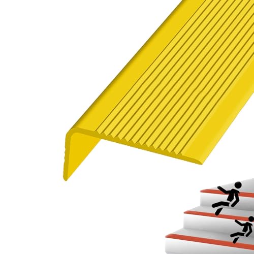 KUKIXKK Treppenkantenprofil PVC Winkelprofil Eckenschutz Eckleiste Stufenkantenprofil Safety, stabil und rutschhemmend(Giallo,70in/1.77m) von KUKIXKK
