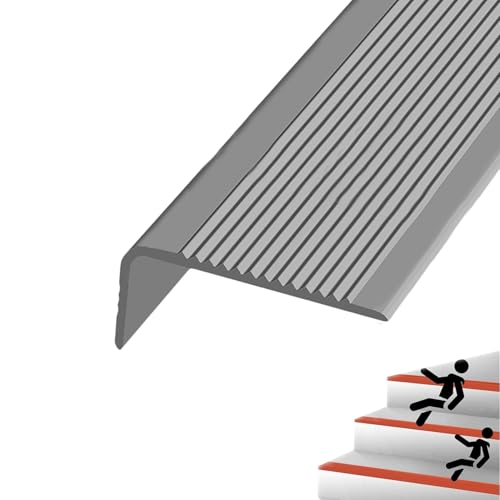 KUKIXKK Treppenkantenprofil PVC Winkelprofil Eckenschutz Eckleiste Stufenkantenprofil Safety, stabil und rutschhemmend(Gray,100in/2. 54m) von KUKIXKK