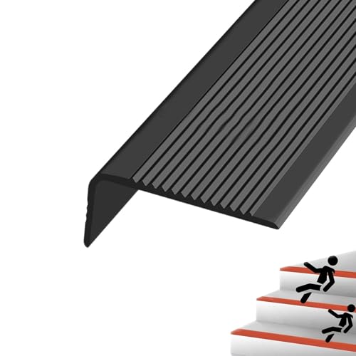 KUKIXKK Treppenkantenprofil PVC Winkelprofil Eckenschutz Eckleiste Stufenkantenprofil Safety, stabil und rutschhemmend(Nero,600in/15.24m) von KUKIXKK