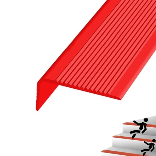 KUKIXKK Treppenkantenprofil PVC Winkelprofil Eckenschutz Eckleiste Stufenkantenprofil Safety, stabil und rutschhemmend(Rosso,55in/1.4m) von KUKIXKK