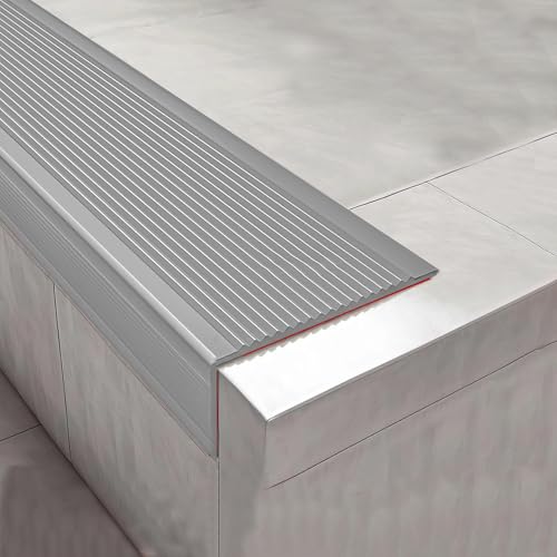 KUKIXKK Treppenkantenprofil PVC Winkelprofil Kantenschutz Treppenprofil, Eckenschutz Eckleiste Stufenkantenprofil Safety, Kantenschutz Winkelleiste, Breite 7,6 x 3,5 cm(Gray,7.6m/24.93ft) von KUKIXKK