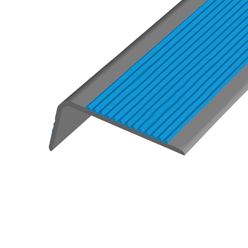 KUKIXKK Treppenkantenprofil Selbstklebend – Kantenschutz aus Vinyl, Treppenprofil Selbstklebender, Stufenkantenprofil, Kantenprofil, Antirutschstreifen, Breite: 3,5 x7cm(Blue Gray,82.7in/2.1m) von KUKIXKK