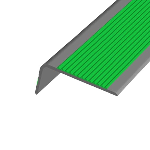 KUKIXKK Treppenkantenprofil Selbstklebend – Kantenschutz aus Vinyl, Treppenprofil Selbstklebender, Stufenkantenprofil, Kantenprofil, Antirutschstreifen, Breite: 3,5 x7cm(Green Gray,55in/1.4m) von KUKIXKK