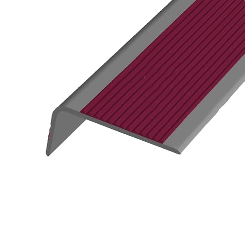 KUKIXKK Treppenkantenprofil Selbstklebend – Kantenschutz aus Vinyl, Treppenprofil Selbstklebender, Stufenkantenprofil, Kantenprofil, Antirutschstreifen, Breite: 3,5 x7cm(Red Brown Gray,70in/1.77m) von KUKIXKK