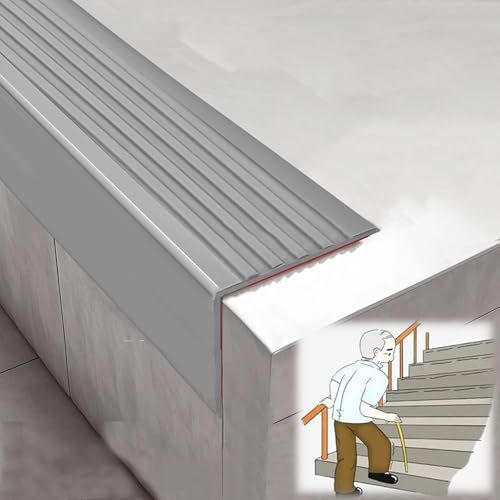 KUKIXKK Treppenkantenprofil Winkelprofil Kantenschutzprofil, Kantenschutz Eckenschutz Non-Rutsch Treppenkante Treppen-Kantenprofil Winkel-Schutzprofil(Gray,7m/22.97ft) von KUKIXKK