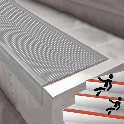 KUKIXKK Treppenkantenprofil Winkelprofil Kantenschutzprofil, Kantenschutz Eckenschutz Treppen-Kantenprofil Winkel-Schutzprofil, einfache Montage(Gray,2.8m/9.19ft) von KUKIXKK