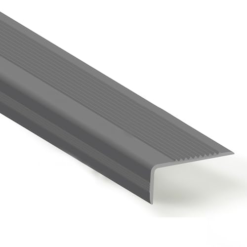 KUKIXKK Treppenkantenprofil selbstklebend, kantenschutz treppenstufen, treppenprofil stufenkantenprofil, Eckenschutz Eckleiste für Treppen, Breite 2,5 x cm(Gray,L 50in/1.27m) von KUKIXKK