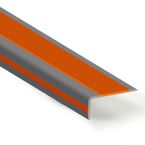 KUKIXKK Treppenkantenprofil selbstklebend, kantenschutz treppenstufen, treppenprofil stufenkantenprofil, Eckenschutz Eckleiste für Treppen, Breite 2,5 x cm(Orange,L 50in/1.27m) von KUKIXKK