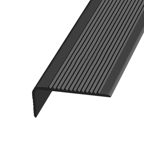KUKIXKK Treppenkantenprofil selbstklebend aus Gummi, PVC Winkelprofil Treppenstufen, rutschfest, Selbstklebender Kantenschutz, für Innen- und Außentreppen, Breite: 3x7cm(Nero,1.1m/3.61ft) von KUKIXKK