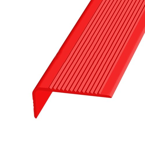 KUKIXKK Treppenkantenprofil selbstklebend aus Gummi, PVC Winkelprofil Treppenstufen, rutschfest, Selbstklebender Kantenschutz, für Innen- und Außentreppen, Breite: 3x7cm(Rosso,1.9m/6.23ft) von KUKIXKK