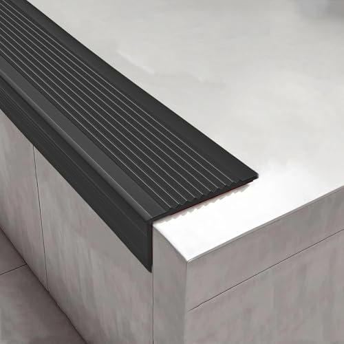 KUKIXKK Treppenkantenprofil selbstklebend treppenprofil winkelprofi stufenkantenprofil kantenprofil, L-Form Eckschutzschiene Safety,Breite: 5x2,5cm(Nero,6m/19.69ft) von KUKIXKK