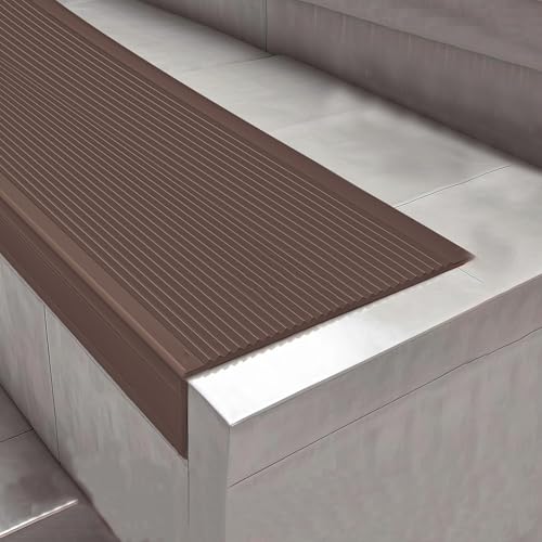 KUKIXKK Treppenprofil, treppenkantenprofil selbstklebend kantenprofil aus Vinyl, kantenschutz selbstklebend zum Abziehen und Aufkleben, für Innen- und Außentreppen, B 10x4 cm(Brown,8.6m/28.22ft) von KUKIXKK