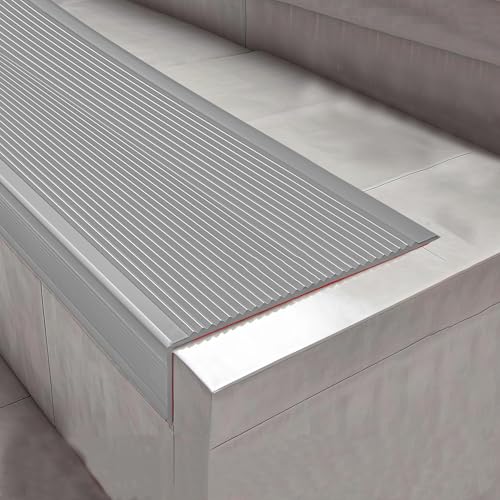 KUKIXKK Treppenprofil, treppenkantenprofil selbstklebend kantenprofil aus Vinyl, kantenschutz selbstklebend zum Abziehen und Aufkleben, für Innen- und Außentreppen, B 10x4 cm(Gray,3.1m/10.17ft) von KUKIXKK