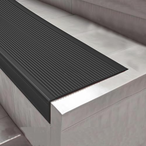 KUKIXKK Treppenprofil, treppenkantenprofil selbstklebend kantenprofil aus Vinyl, kantenschutz selbstklebend zum Abziehen und Aufkleben, für Innen- und Außentreppen, B 10x4 cm(Nero,3.1m/10.17ft) von KUKIXKK